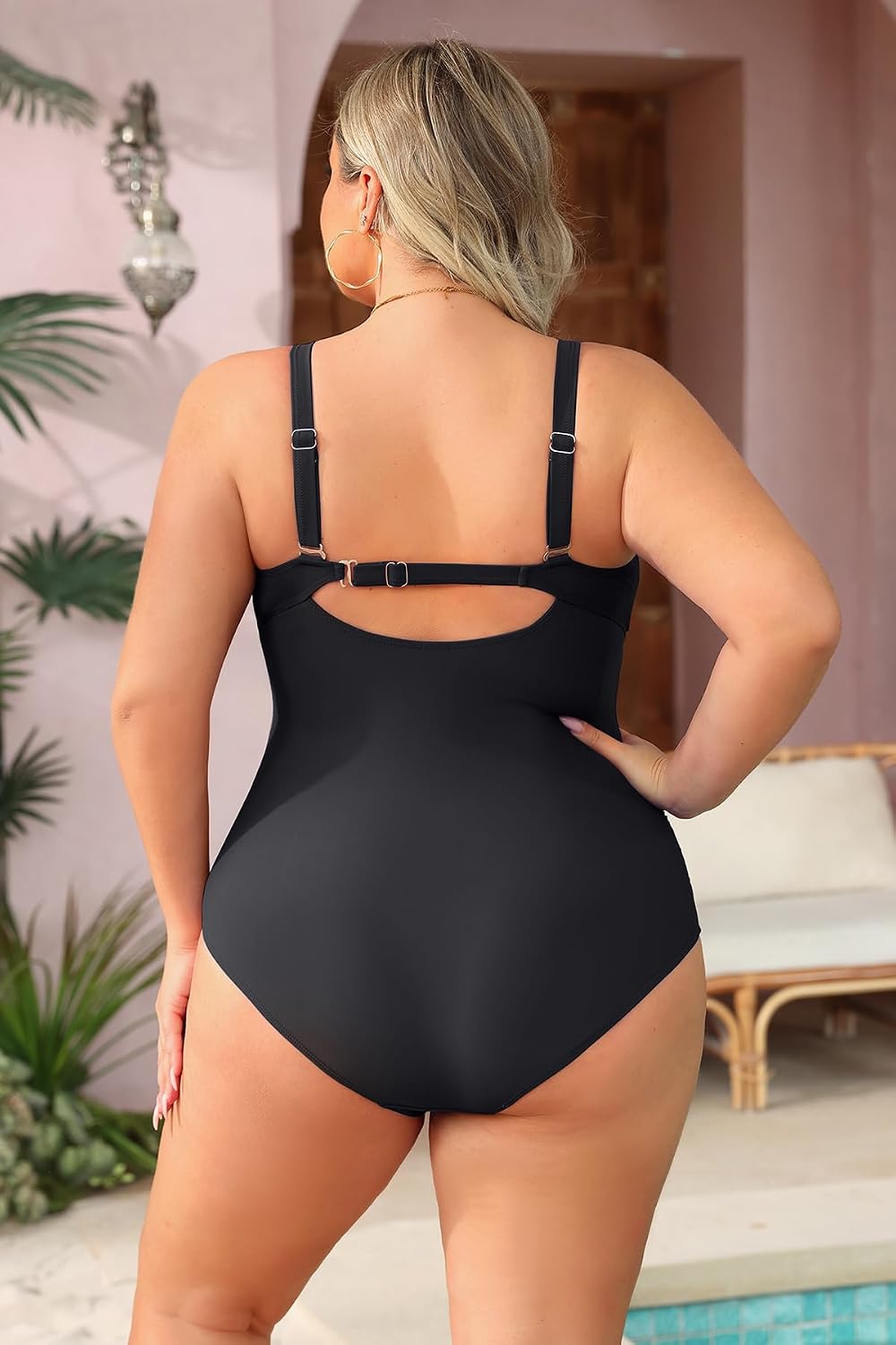 Aqua Eve Womens Plus Size One Piece Swimsuit- Tummy Control Bathing Suit Full Coverage Swimwear 18 Plus Black